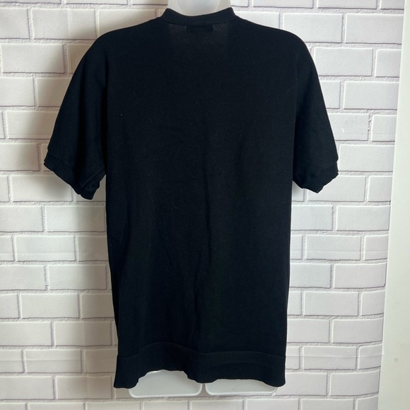 CABLE & GAUGE Chic Black Short Sleeve Cardigan with Button Accents/size M - Picture 6 of 11